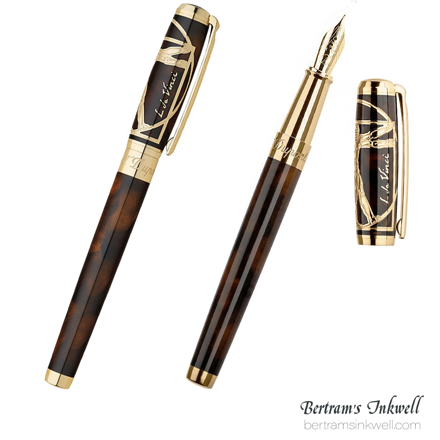 S.T. Dupont Line D Vitruvian Man Brown Lacquer Fountain Pen