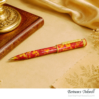 Signum Ornamenta Alabaster Red Celluloid Vermeil Gold Rollerball Pen With Leather Pen Case, 2012