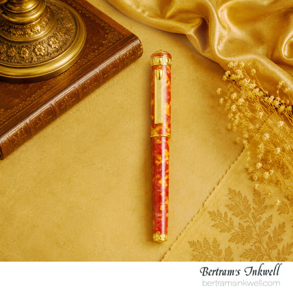 Signum Ornamenta Alabaster Red Celluloid Vermeil Gold Rollerball Pen With Leather Pen Case, 2012