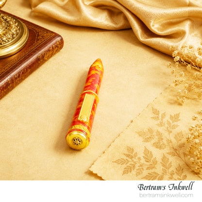 Signum Ornamenta Alabaster Red Celluloid Vermeil Gold Rollerball Pen With Leather Pen Case, 2012