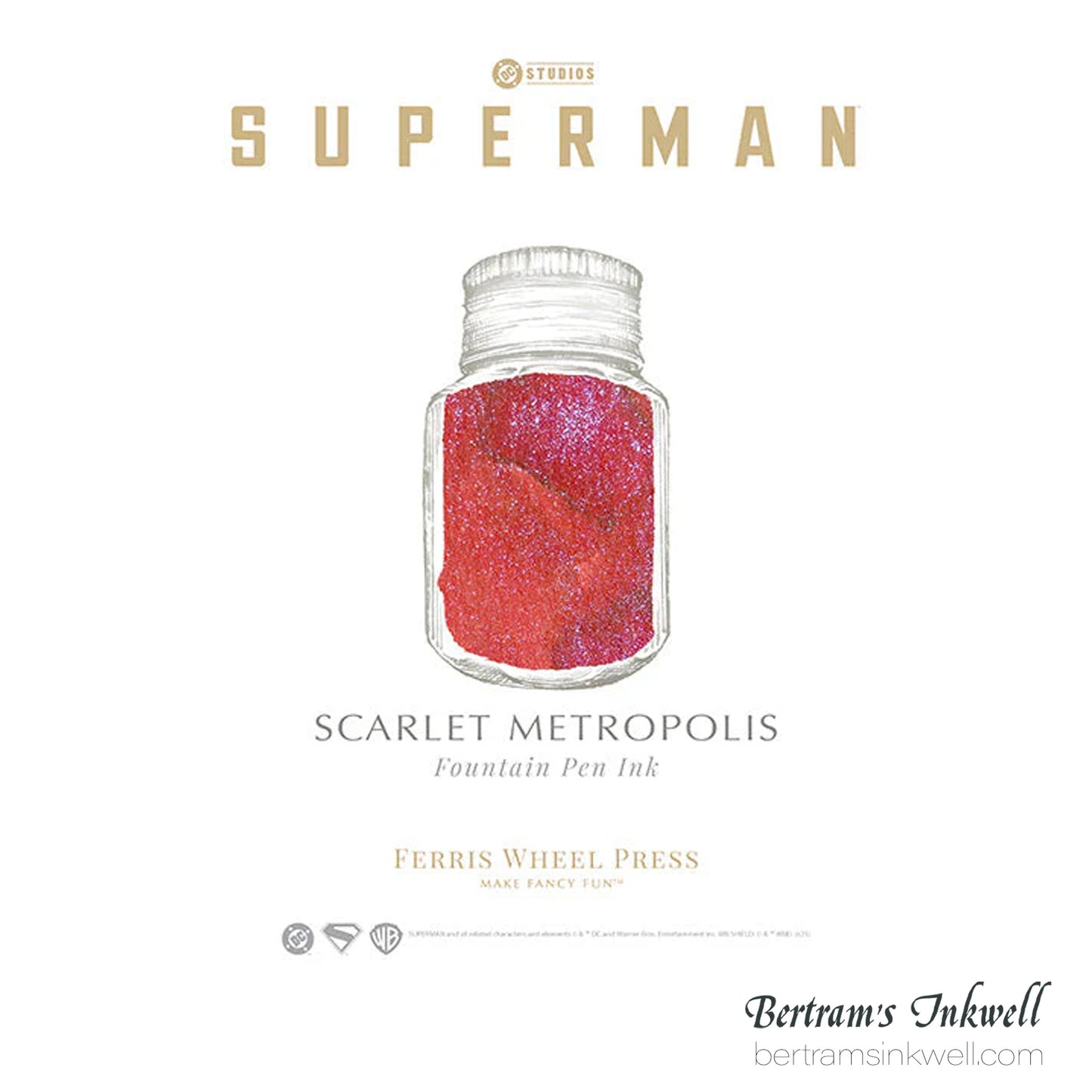 Ferris Wheel Press x Warner Bros Superman - Scarlet Metropolis - 10ml Ink Bottle