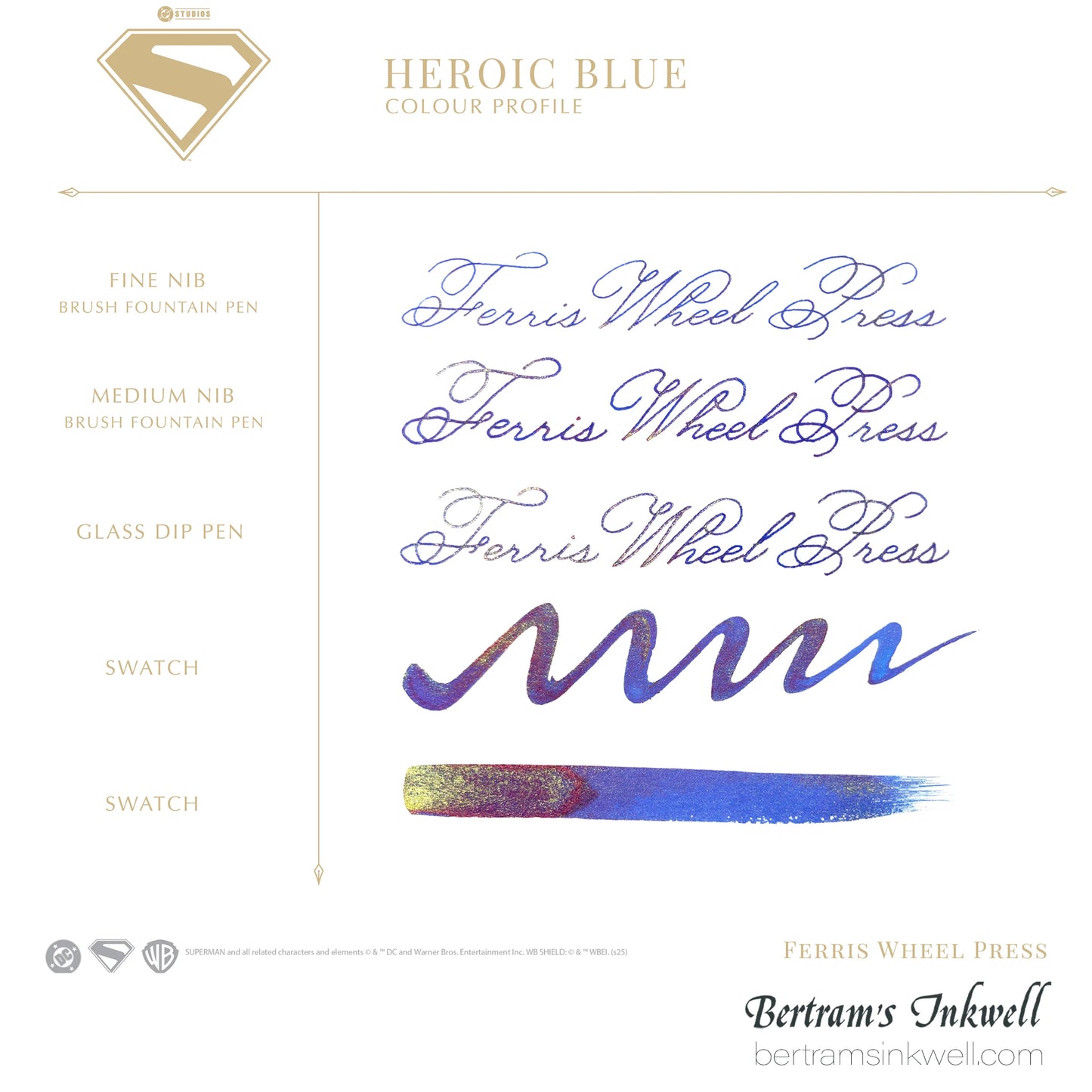 Ferris Wheel Press x Warner Bros Superman - Heroic Blue - 10ml Ink Bottle