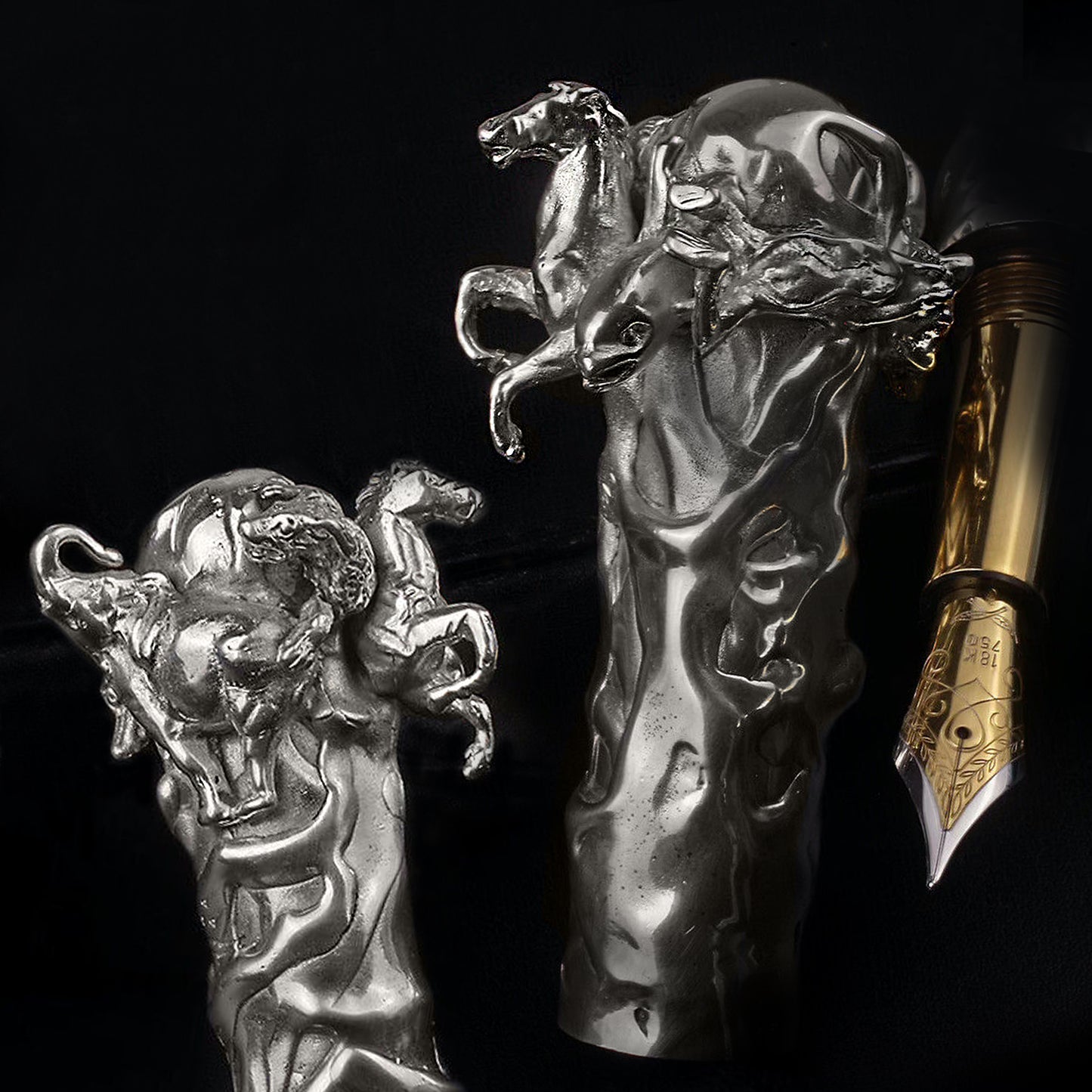 Michel Audiard Wild Kingdom Sterling Silver Limited Edition Fountain Pen, early 1990s