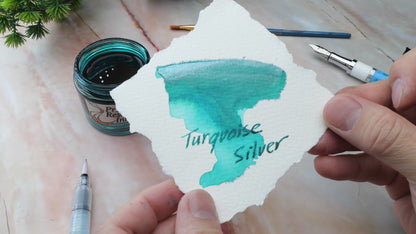 Private Reserve Ink Pearlescent Turquoise-Silver Bottled Ink 60 ml